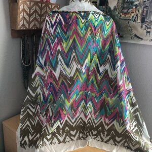 World Finds Hand Crafted Fair Trade Flame Stitch Screen Printed Scarf - NWT's